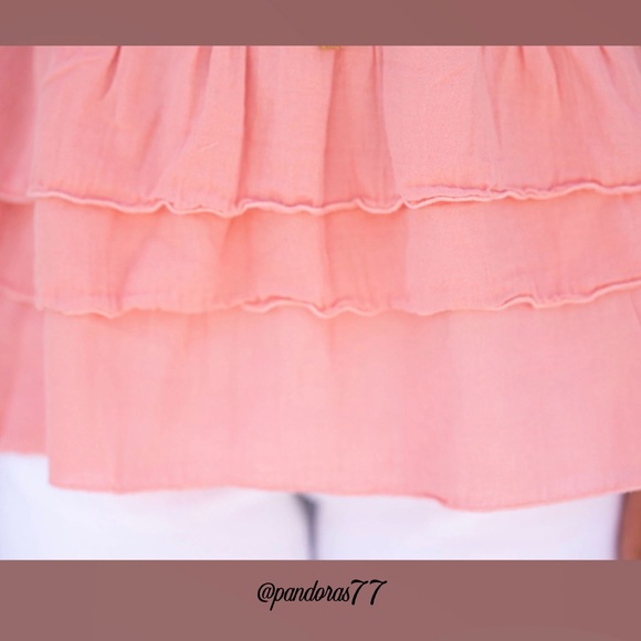 EVY’S TREE—“THE MARCIA”: THE PERFECT SLUB-KNIT 3–TIERED, RUFFLED TOP IN SALMON!! - Picture 6 of 12